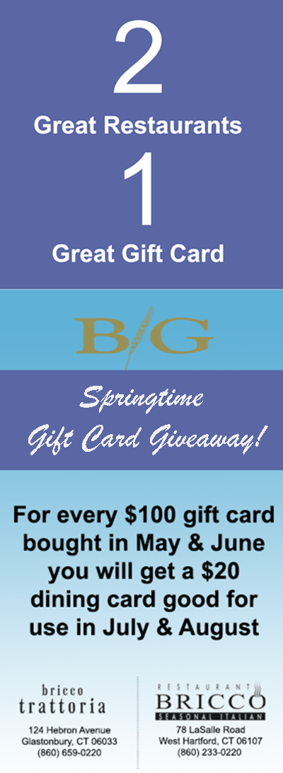 billy grant gift cards good at Restaurant Bricco and Bricco Trattoria